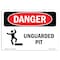 Signmission OSHA Danger Sign, Unguarded Pit, 10in X 7in Rigid Plastic, 10" W, 7" H, Landscape OS-DS-P-710-L-1601 - alternate 1